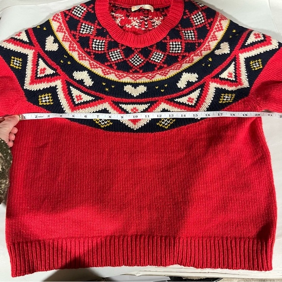 Marine Layer Archive Alpine Red Fair Isle Patterned Women's Sweater - Picture 13 of 13